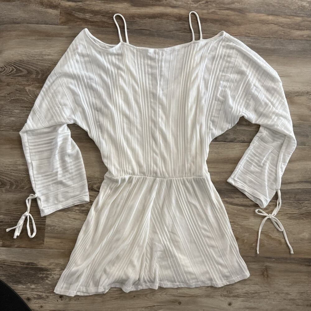 Free People NWT FP Beach White Off Shoulder Long Sleeve Dress Women’s Large